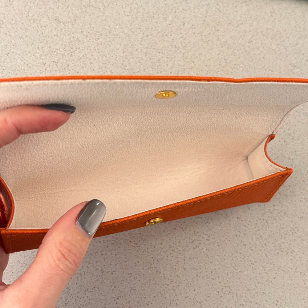 TORY BURCH ORANGE SMALL SKINNY AUTHENTIC EYEGLASSES CASE - Picture 7 of 7